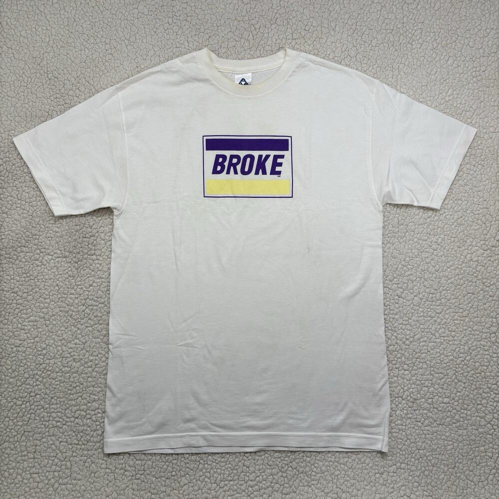 Vintage Broke T-shirt Tee White AAA Size L Credit Card Parody Joke Funny Graphic